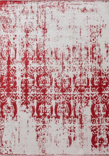 Emprowess Cream & Red Bedroom Distressed Rug