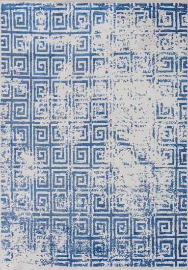 Empress White & Blue Distressed Area Rug