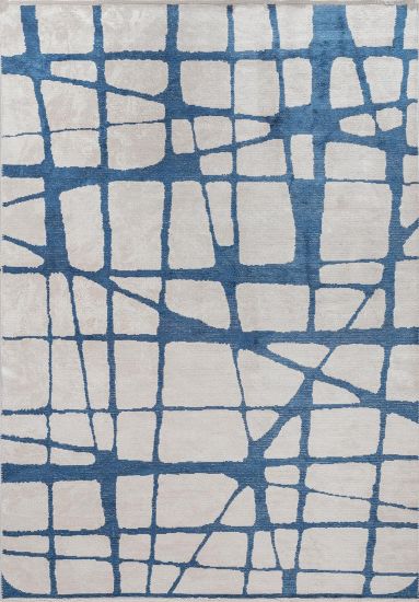 Elantro  Abstract Grey & Blue Dining Room Rug