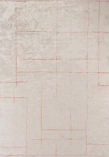 Ecclectic Abstract Grey & Orange Modern Area Rug