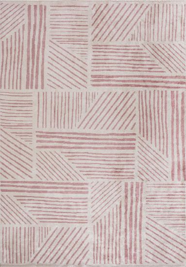 Ferric Pink & Cream Geometric Area Rug