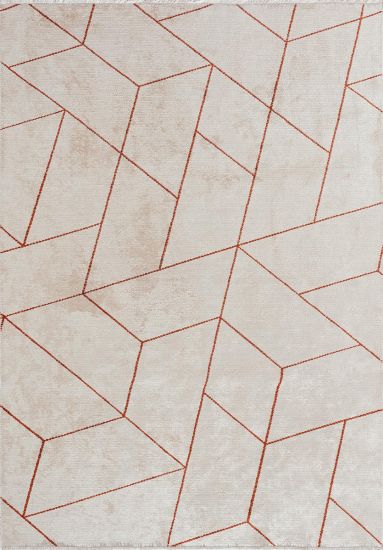 Magenta Geometric Grey & Orange Modern Rug