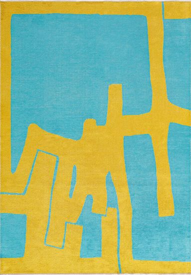 Eludee Abstract Blue & Yellow Modern Area Rug
