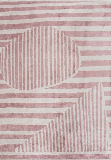 Cream & Pink Abstract Erina Area Rug