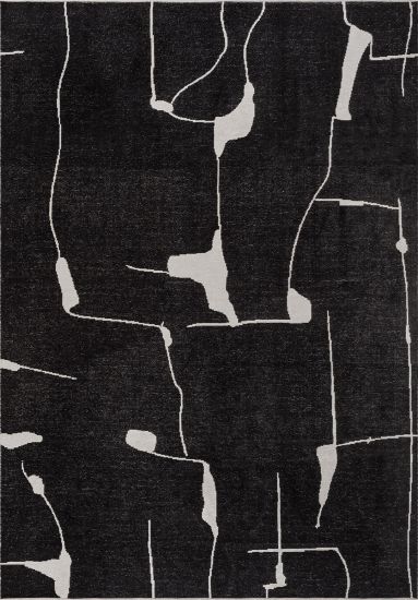 Elementale Abstract Cream & Black Area Rug