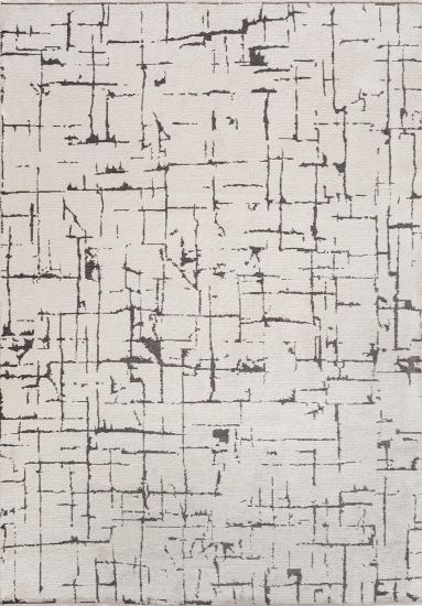 Cream & Grey Eclam Abstract Modern Rug