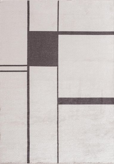 Cream & Grey Geometric Elementalo Living Room Rug