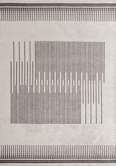 Cream & Brown Geometric Icra Dining Room Rug
