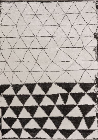 Electify Cream & Black Geometric Living Room Rug