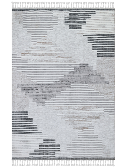 Marque Stripe Grey Modern Living Room Rug