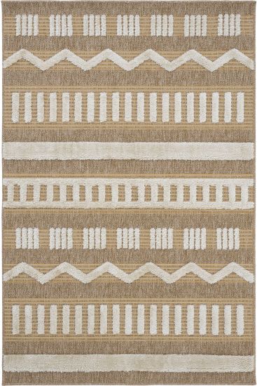 Saprite Brown Cream Geometric Scandi Area Rug