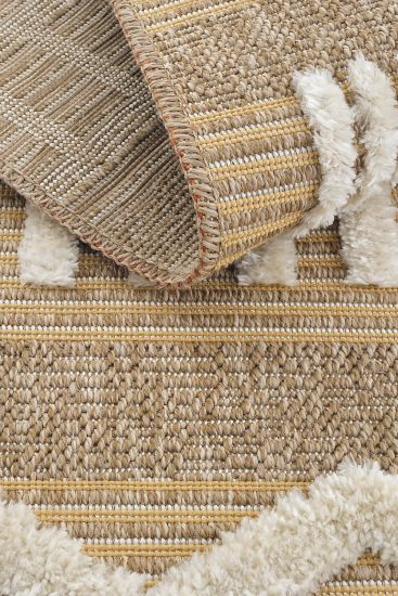 Saprite Brown Cream Geometric Scandi Area Rug