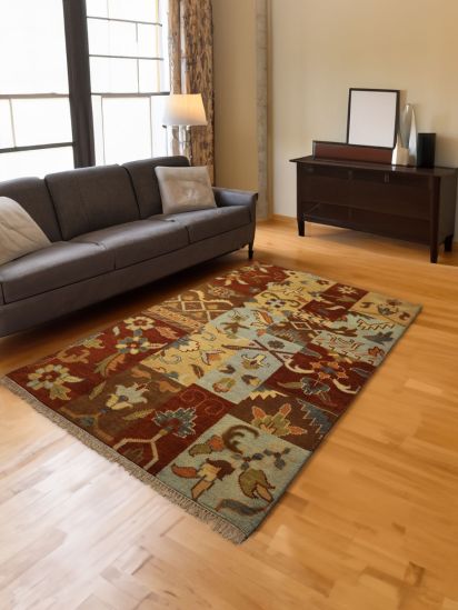 Traditional Brown Persian  Oriental Hand-Knotted Rug