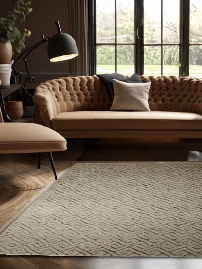 Modern Grey Harmony Hand-Tufted Abstract Rug