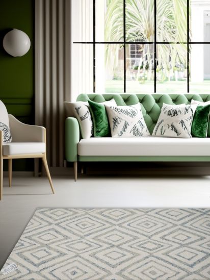 Modern Cream Geometric Hand-Tufted Living Room Rug