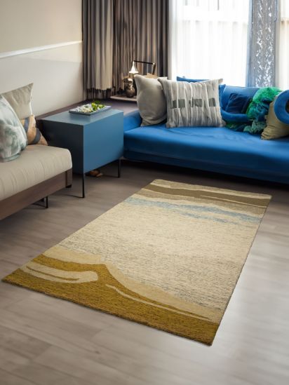 Latest Beige Abstract Hand-Tufted Rug