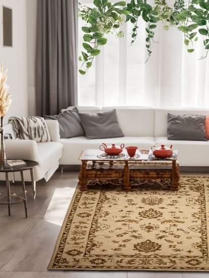 Modern Beige Vintage Hand-Tufted Rug