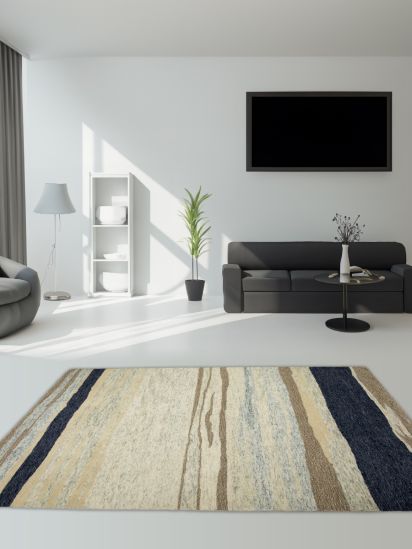 Modern Beige Hand-Tufted Abstract Rug