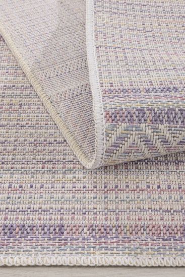 Verdant Purple Cream Bohemian Outdoor Area Rug