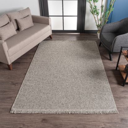 Vesper Grey Charcoal Scandi Outdoor Flatweave Rug