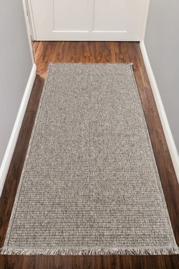 Vesper Grey Charcoal Scandi Outdoor Runner Rug