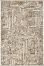 Venedik85 Beige Brown Abstract Patterned Living Room Rug