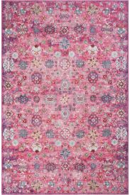 Private85 Pink Multicolour Modern Floral Living Room Rug