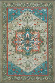 Beylerbeyi85 Green Blue Persian & Oriental Area Rug