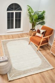 Perre75 Cream Beige Modern Bordered Area Rug