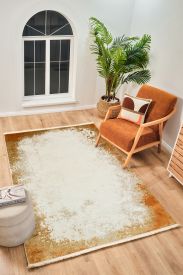 Perre75 Beige Gold Abstract Area Rug