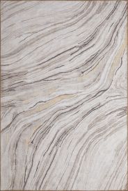 Baskili Cream Brown Abstract Patterned Area Rug