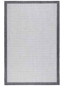 Fesco Grey Charcoal Plain Bordered Outdoor Area Rug