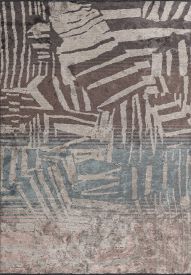 Sheer Blue Beige Abstract Living Room Rug