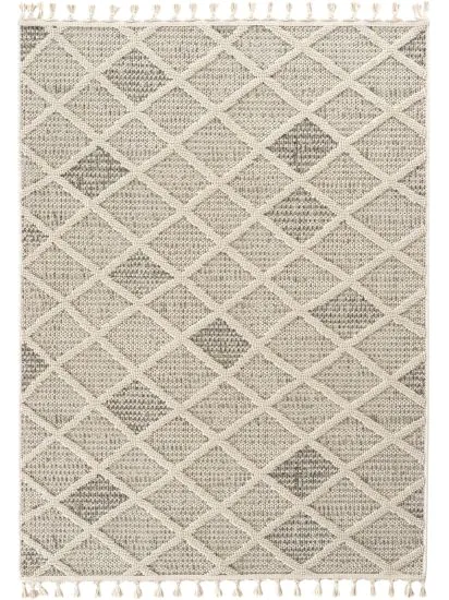 Cream Grey Breptis Geometric Living Room Rug