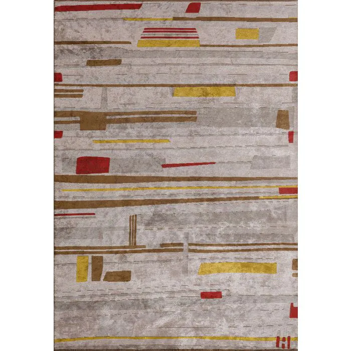 Abstract Grey & Yellow Fossil Modern Rug
